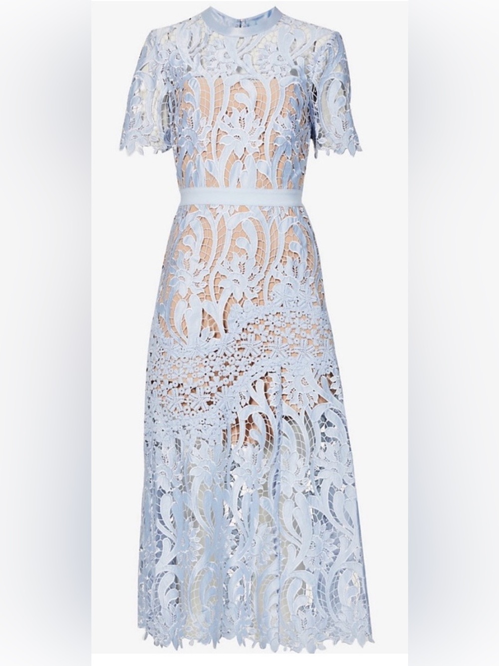 NWT Self-Portrait Prairie Guipure Lace Midi Dress – Powder Blue - Picture 2 of 4